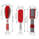 3Pcs Car Detailing Brush Set - Microfiber Vent Cleaning Brush, Soft Bristle and microfiber Tire Wheel Brushes