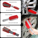 3Pcs Car Detailing Brush Set - Microfiber Vent Cleaning Brush, Soft Bristle and microfiber Tire Wheel Brushes