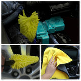 Car Detailing Brush Rag Set Fast Dry Microfiber Towel Car Wheel Cleaning Kit 29Cm Washing Brushes for Rim Car Wash Accessories
