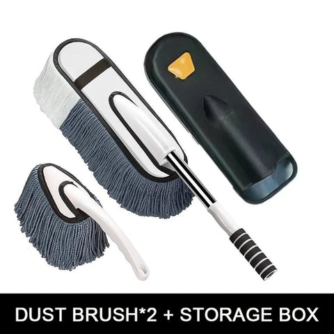 Microfiber Car Cleaning Brush Set Telescopic Long Handle Dust Removal Mop Bristles Car Wash Brush Storage Box Kits